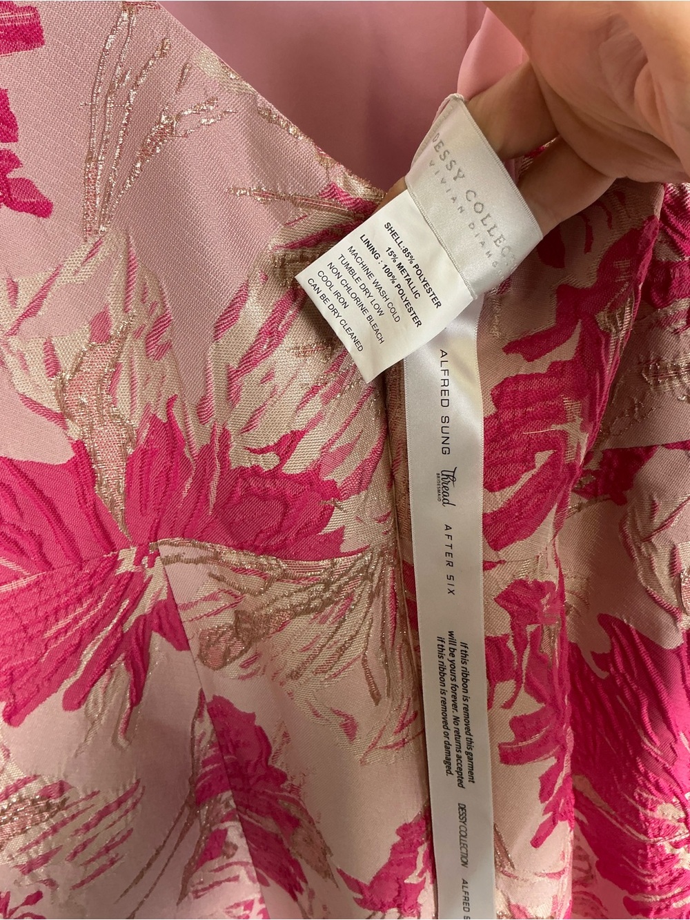 Dessy Collection Pink Floral Jacquard Maxi Dress - Picture 5 of 6